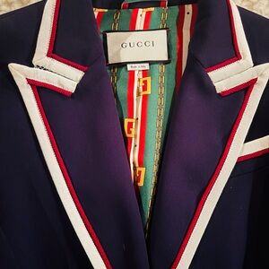 Gucci Navy Blazer with Red and White Trim